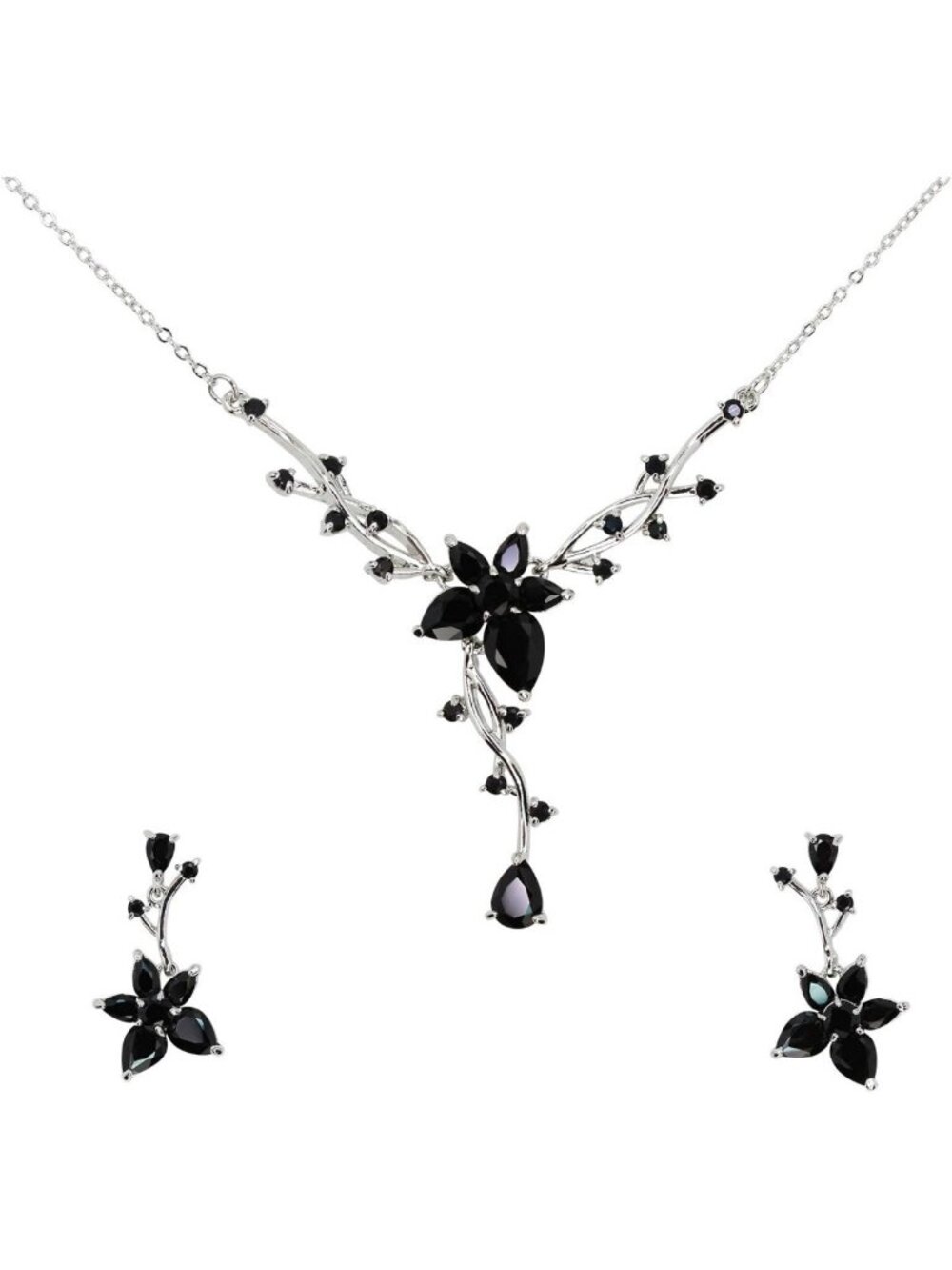 Stunning CZ Crystal Floral Necklace & Earrings Set - Elegant Jewelry Gift